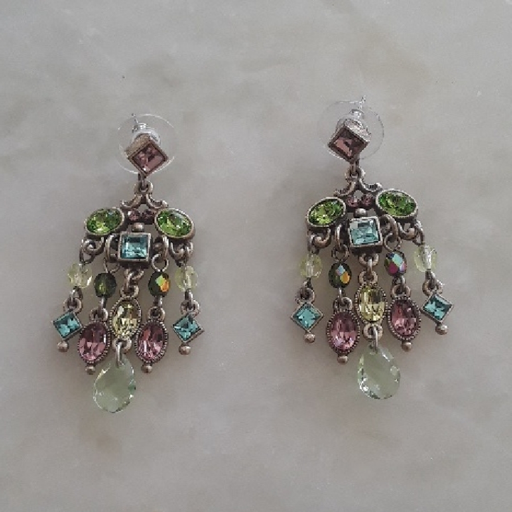 Sweet Romance, Delicate Multicolor Gem Drop Earrings, Boutique 2005